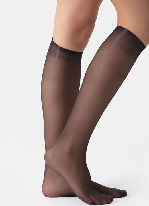 5 PACK: Knee-highs with a transparent toe | nadotec TEBE | 8 DEN black