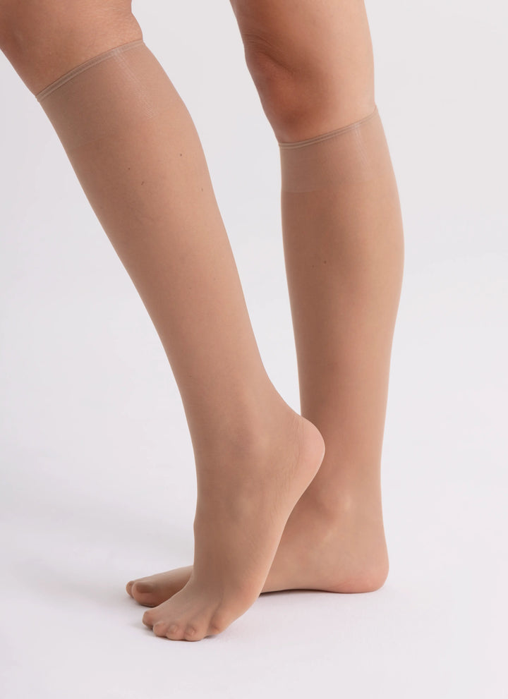5 PACK: Knee-highs made of more durable yarn | nadotec VŠEDNÍHO DNE | 12 DEN beige