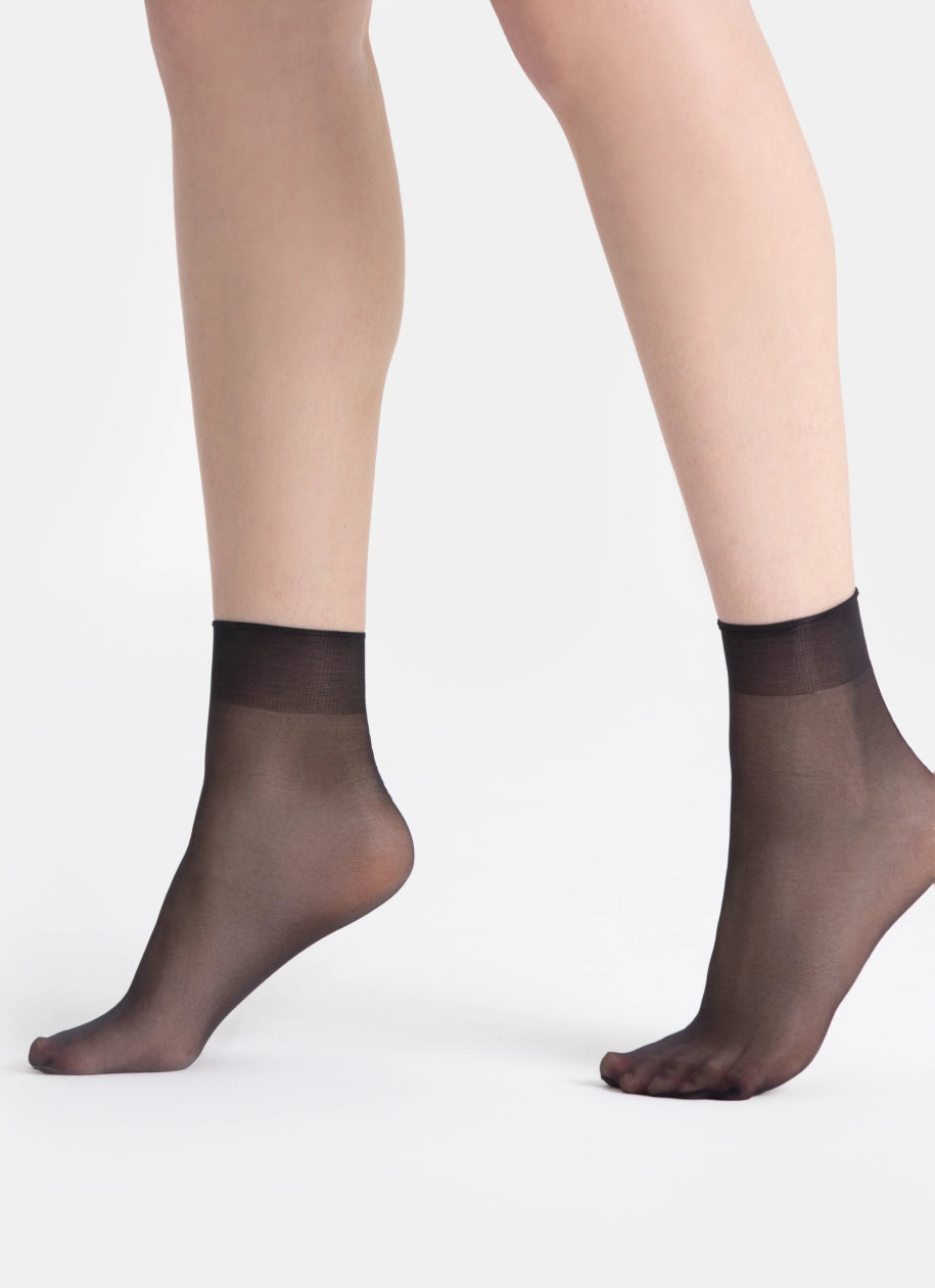 5 PACK: Socks with a transparent toe | nadotec ZEMĚ | 8 DEN black