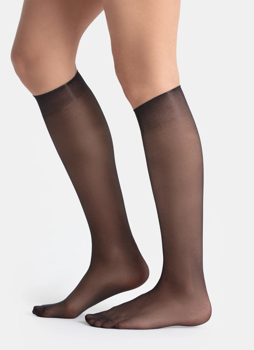 Knee-highs with a transparent toe | nadotec TEBE | 8 DEN black
